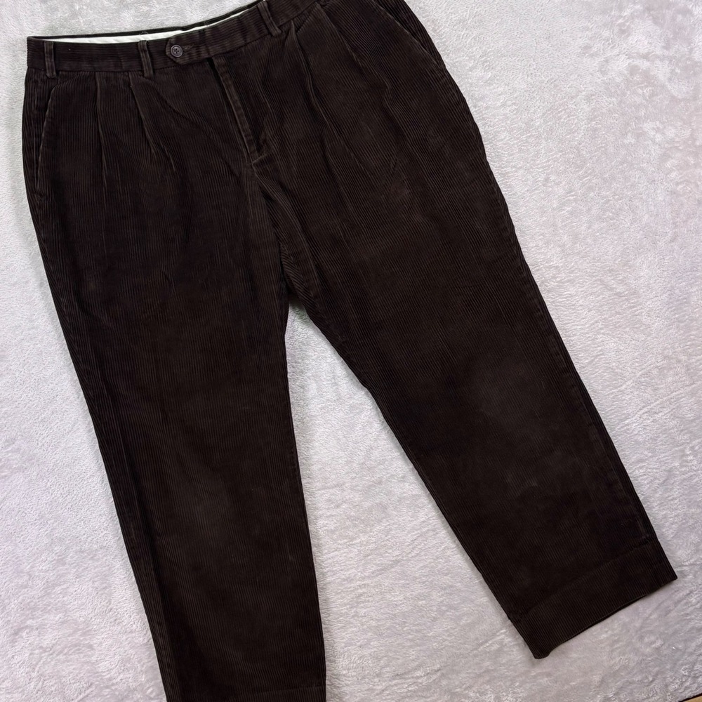 Lauren Ralph Lauren Women 36W x 29L Brown Pleated Corduroy Trousers Pants